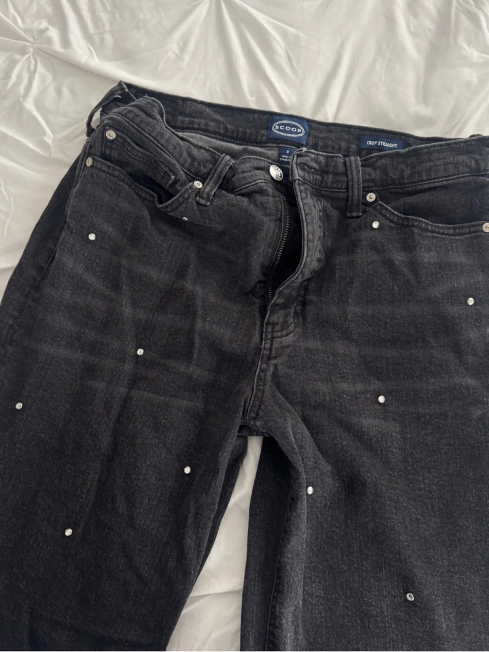 Black Embellished Crop Straight Jeans - Picture 2 of 2
